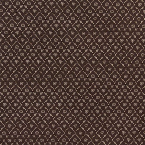 Floral Trellis Jacquard Woven Upholstery Fabric - Brown
