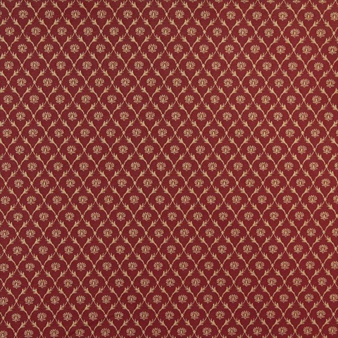 54 in. Wide Red, Floral Trellis Jacquard Woven Upholstery Fabric
