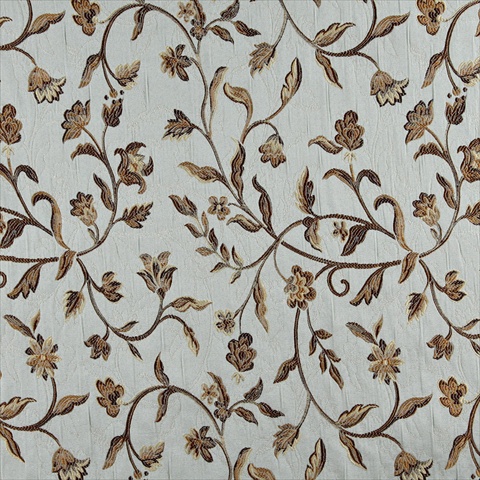 Picture of Designer Fabrics K0011A 54 in. Wide Light Blue&#44; Gold&#44; Brown And Ivory Embroidered&#44; Floral Brocade&#44; Upholstery And Window Treatments Fabric