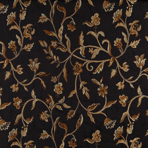 Picture of Designer Fabrics K0011C 54 in. Wide Midnight- Gold And Ivory Embroidered- Floral Brocade- Upholstery And Window Treatments Fabric