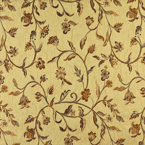 Picture of Designer Fabrics K0011H 54 in. Wide Gold&#44; Brown And Ivory Embroidered&#44; Floral Brocade&#44; Upholstery And Window Treatments Fabric