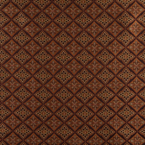 Picture of Designer Fabrics K0012B 54 in. Wide Brown&#44; Gold&#44; Persimmon And Ivory Embroidered&#44; Diamond Brocade&#44; Upholstery And Window Treatments Fabric