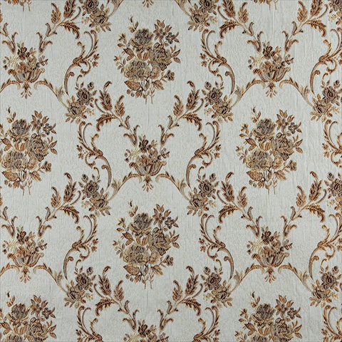 Picture of Designer Fabrics K0014A 54 in. Wide Light Blue- Gold- Brown And Ivory Large Scale Embroidered- Floral Brocade- Upholstery And Window Treatments Fabric