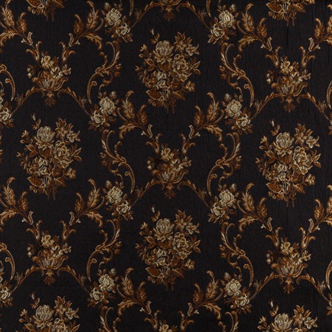 Picture of Designer Fabrics K0014C 54 in. Wide Midnight- Gold And Ivory Large Scale Embroidered- Floral Brocade- Upholstery And Window Treatments Fabric