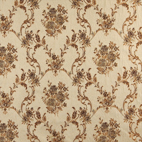 Picture of Designer Fabrics K0014E 54 in. Wide Beige- Gold- Brown And Ivory Large Scale Embroidered- Floral Brocade- Upholstery And Window Treatments Fabric