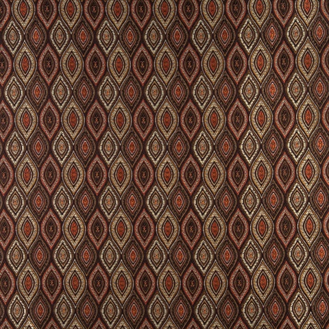 Picture of Designer Fabrics K0015B 54 in. Wide Brown- Gold- Persimmon And Ivory Small Scale Embroidered- Pointed Oval- Brocade- Upholstery And Window Treatments Fabric