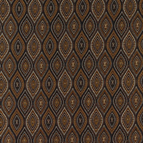 Picture of Designer Fabrics K0015C 54 in. Wide Midnight- Gold And Ivory Small Scale Embroidered- Pointed Oval- Brocade- Upholstery And Window Treatments Fabric
