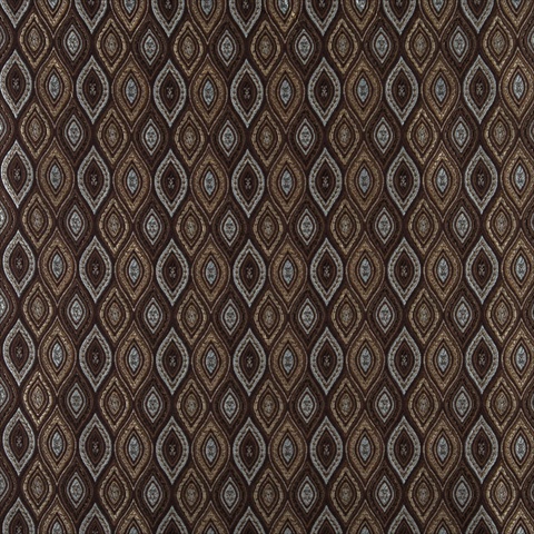 Picture of Designer Fabrics K0015F 54 in. Wide Brown&#44; Light Blue&#44; Gold And Ivory Small Scale Embroidered&#44; Pointed Oval&#44; Brocade&#44; Upholstery And Window Treatments Fabric