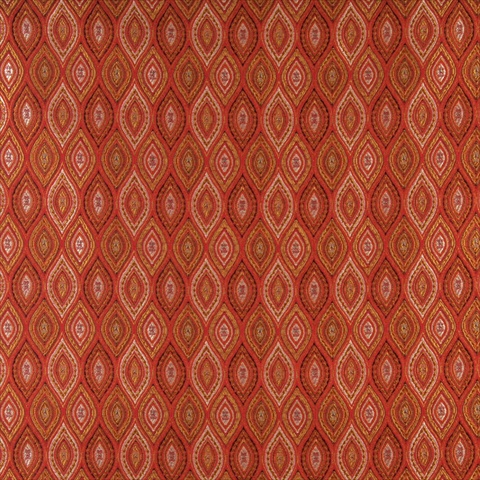 Picture of Designer Fabrics K0015G 54 in. Wide Red- Brown- Gold And Ivory Small Scale Embroidered- Pointed Oval- Brocade- Upholstery And Window Treatments Fabric