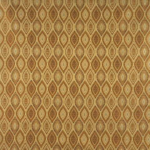 Picture of Designer Fabrics K0015H 54 in. Wide Gold- Brown And Ivory Small Scale Embroidered- Pointed Oval- Brocade- Upholstery And Window Treatments Fabric