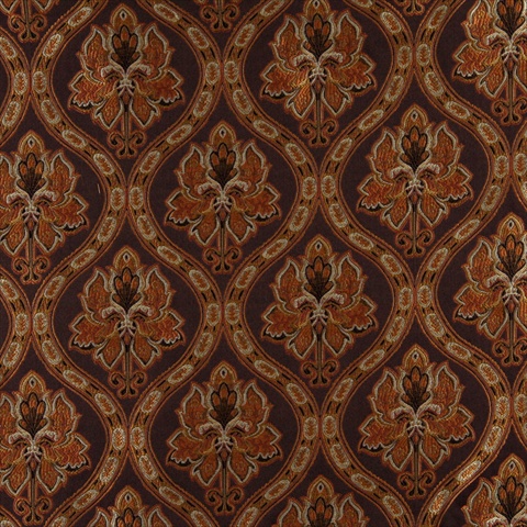 Picture of Designer Fabrics K0016B 54 in. Wide Brown&#44; Gold&#44; Persimmon And Ivory Embroidered&#44; Traditional Brocade&#44; Upholstery And Window Treatments Fabric