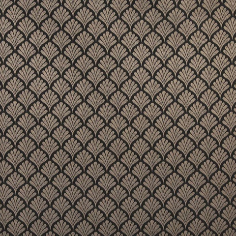 54 in. Wide Black, Fan Jacquard Woven Upholstery Fabric