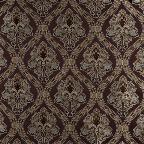 Picture of Designer Fabrics K0016F 54 in. Wide Brown- Light Blue- Gold And Ivory Embroidered- Traditional Brocade- Upholstery And Window Treatments Fabric