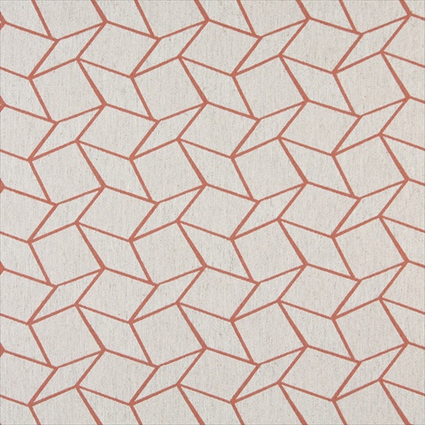 K0007C 54 in. Wide Persimmon And Off White- Geometric Boxes- Designer Quality Upholstery Fabric
