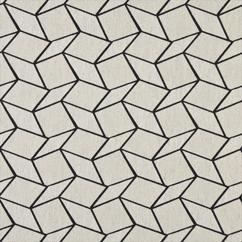 54 in. Wide Midnight And Off White- Geometric Boxes- Designer Quality Upholstery Fabric
