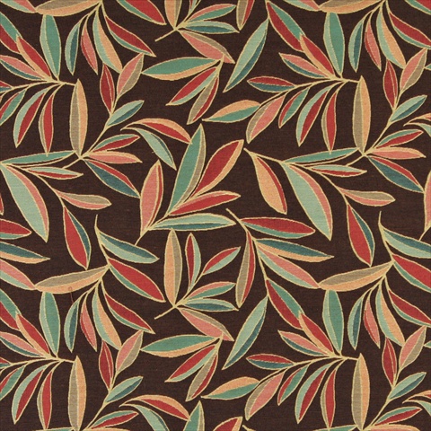 Picture of Designer Fabrics K0022B 54 in. Wide Red- Blue- Green And Brown- Foliage Leaves Contemporary Upholstery Fabric