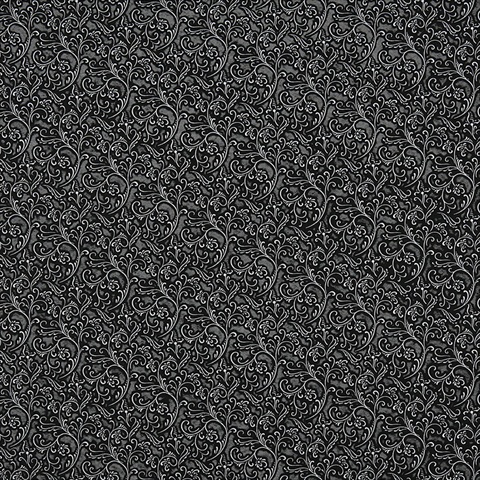 Picture of Designer Fabrics G341 54 in. Wide Silver And Black&#44; Metallic Raised Floral Vines Upholstery Faux Leather