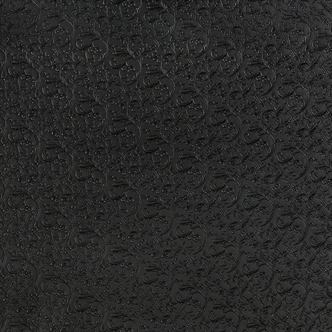 Picture of Designer Fabrics G344 54 in. Wide Black- Metallic Raised Floral Vines Upholstery Faux Leather