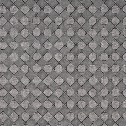 Picture of Designer Fabrics G793 54 in. Wide Silver&#44; Metallic Diamonds And Squares Upholstery Faux Leather