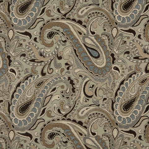 Picture of Designer Fabrics K0110A 54 in. Wide Brown- Beige- Light Blue And Tan Paisley Woven Solution Dyed Indoor & Outdoor Upholstery Fabric