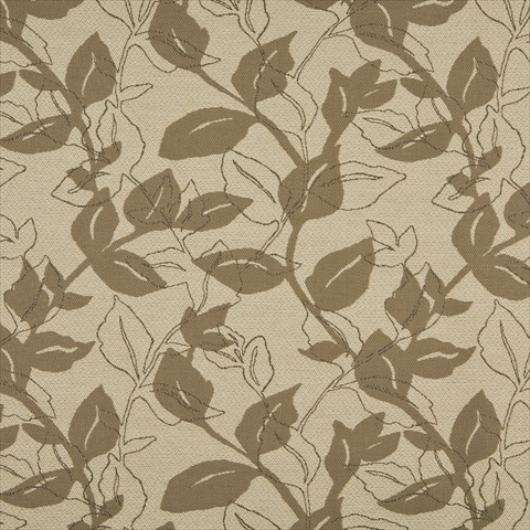 K0128A 54 in. Wide Light Brown And Beige Leaves Woven Solution Dyed Indoor & Outdoor Upholstery Fabric