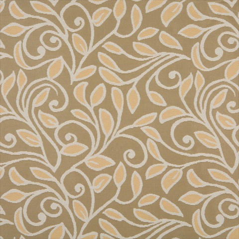 K0131A 54 in. Wide Gold- Beige And Tan Vines And Leaves Woven Solution Dyed Indoor & Outdoor Upholstery Fabric