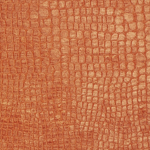 54 in. Wide Bright Orange Textured Alligator Shiny Woven Velvet Upholstery Fabric