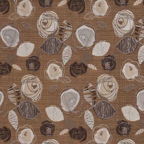 Picture of Designer Fabrics A373 54 in. Wide Brown Ivory And Beige Leaves And Roses Tweed Textured Metallic Upholstery Fabric