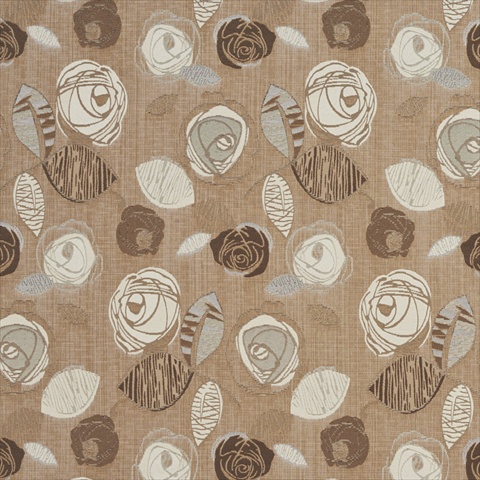 Picture of Designer Fabrics A375 54 in. Wide Brown And Ivory Leaves And Roses Tweed Textured Metallic Upholstery Fabric