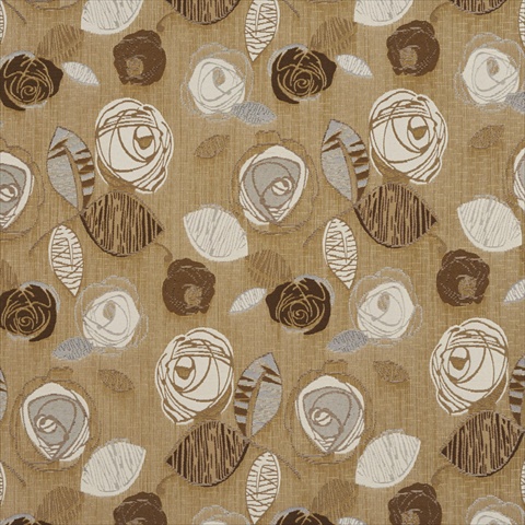 Picture of Designer Fabrics A379 54 in. Wide Beige Brown And Ivory Leaves And Roses Tweed Textured Metallic Upholstery Fabric
