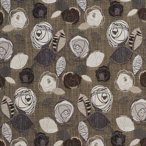 Picture of Designer Fabrics A380 54 in. Wide Brown Silver And Ivory Leaves And Roses Tweed Textured Metallic Upholstery Fabric