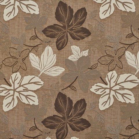 Picture of Designer Fabrics A391 54 in. Wide Brown And Ivory Large Leaves Textured Metallic Upholstery Fabric