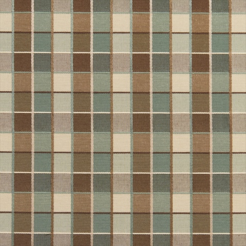 Picture of Designer Fabrics U0140E 54 in. Wide Teal, Brown And Cream Checkered Silk Satin Upholstery Fabric