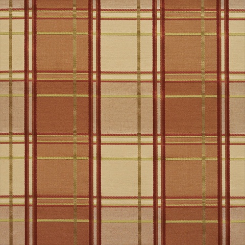 Picture of Designer Fabrics U0200B 54 in. Wide Peach&#44; Green And Wine Multi Color Plaid Silk Satin Upholstery Fabric
