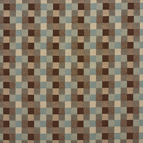 Picture of Designer Fabrics U0240D 54 in. Wide Brown And Teal Checkered Silk Satin Upholstery Fabric