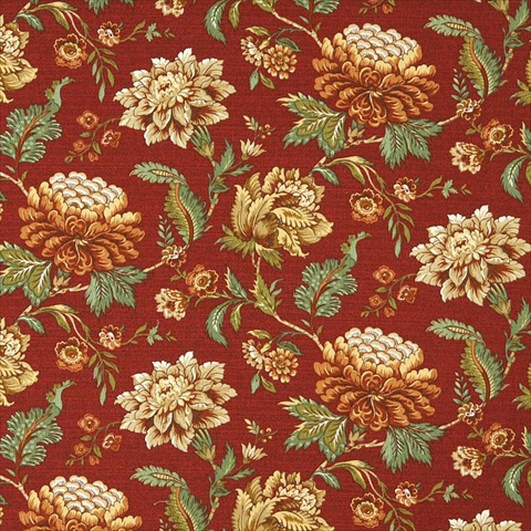 Picture of Designer Fabrics E308 54 in. Wide Green And Red- Floral Outdoor Indoor Marine Fabric