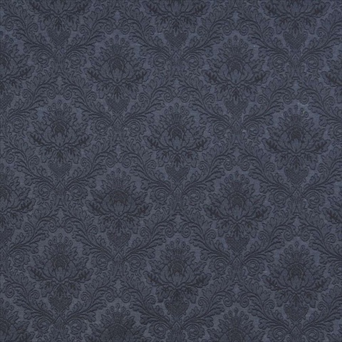 E538 54 in. Wide Blue- Floral Jacquard Woven Upholstery Grade Fabric