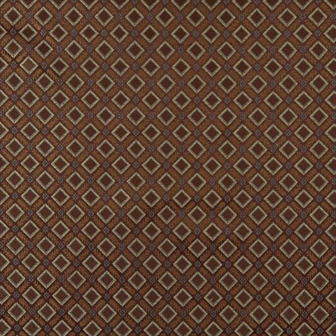 Picture of Designer Fabrics E638 54 in. Wide Diamond Brown- Green And Gold Damask Upholstery And Window Treatment Fabric