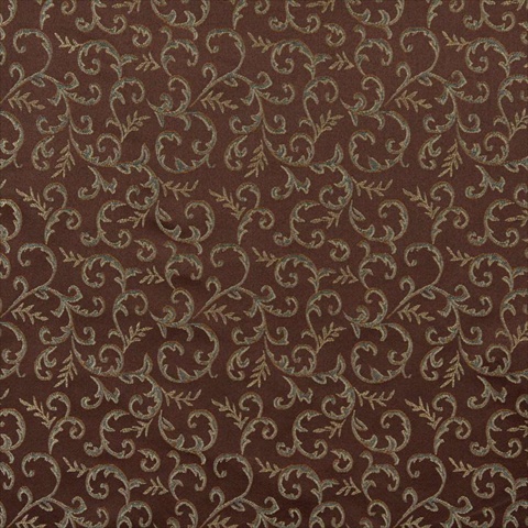 Picture of Designer Fabrics E646 54 in. Wide Abstract Floral Brown&#44; Green And Gold Damask Upholstery And Window Treatment Fabric