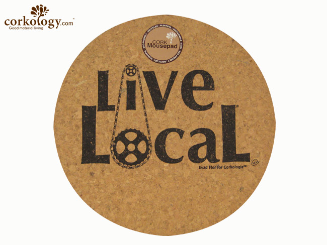 201 Live Local Round Cork Mouse Pad