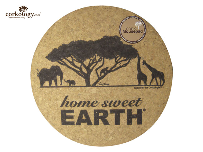 205 Round Africa Cork Mouse Pad- Home Sweet Earth