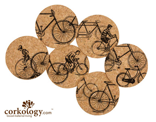 Picture of Corkology 390 Bicycles Cork Coaster Sets