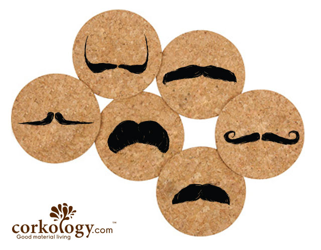 Picture of Corkology 391 Mustashes Cork Coaster Sets