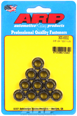 3008332 12 Point Flanged Nut Kit 8740 Chrome Moly 0.38-24 x 0.44 Wrenching- 10 Per Pack
