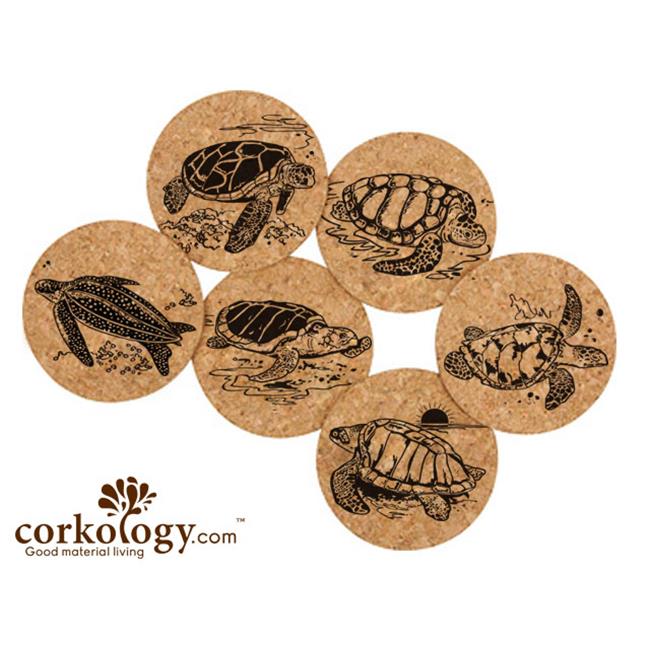 Corkology 380 Sea Tutrles Cork Coaster Sets