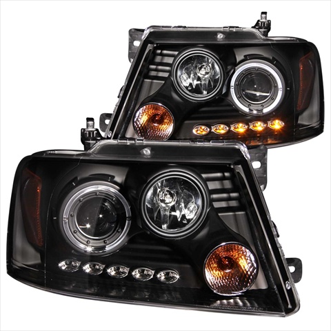 Picture of ANZO 111028 Ford Projector Headlights Black Clear