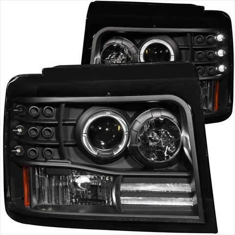 Picture of ANZO 111184 Projector Halo Headlights Black With Side Marker & Parking Lights