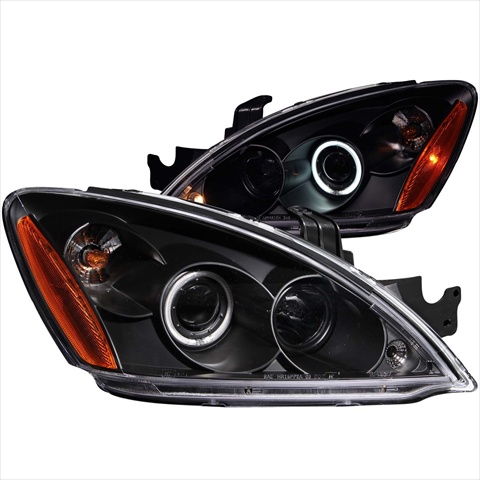 121102 Mitsubishi Lancer 04-07 Projector Headlights Halo Black Clear