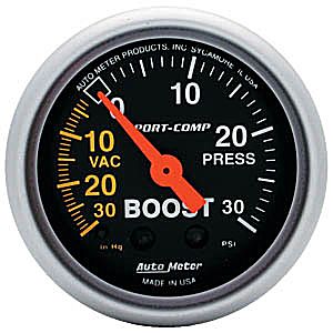3303 Sport-Comp Mechanical Boost & Vacuum Gauge - 2.06 in.
