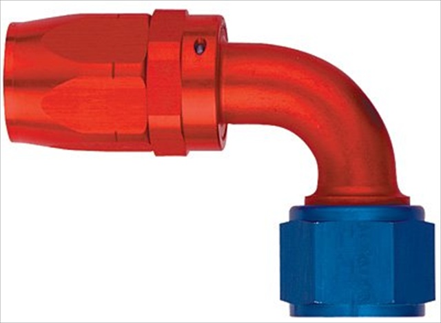 -6 AN Hose, 90 Degree Elbow, Anodized, Red/Blue, Aluminum
